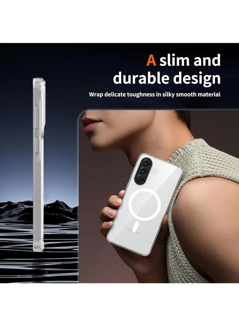 X-level Samsung Galaxy A57 Case with 2 HD Tempered Glass Screen Protector | 3-in-1 Bundle, MagSafe-Compatible Rugged Shockproof Cover, Anti-Yellowing Clear Bumper Case, Anti-Scratch & Anti-Fingerprint Design Mobile Accessories (Clear Magnetic) - Image 5